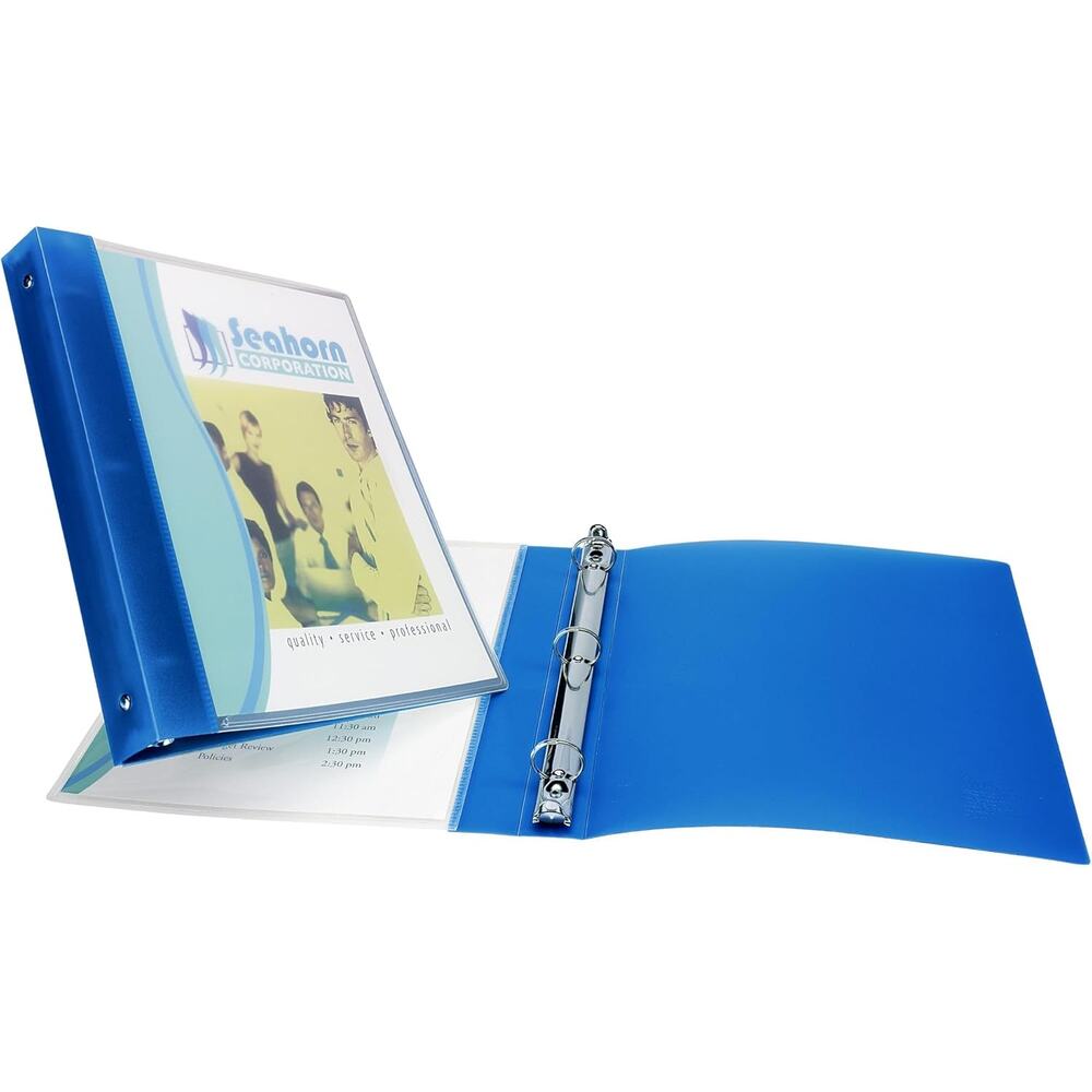 Avery Flexible View 3 Ring Binders- 4 pack, 1 Inch Round Rings, 4 Blue Binders
